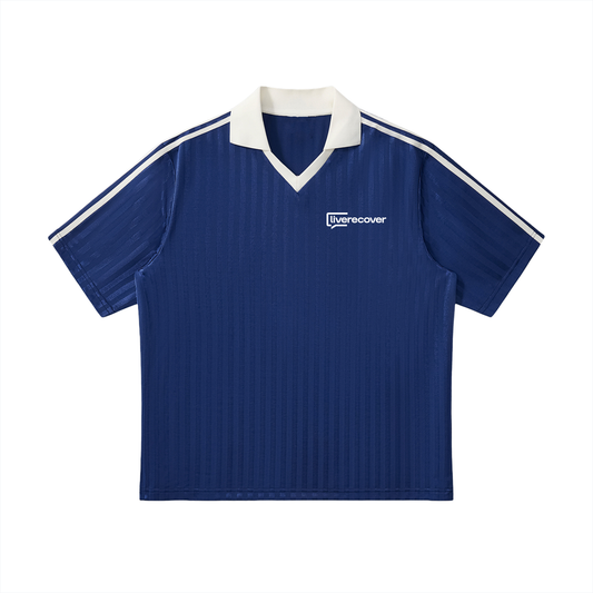 Contrast Collar Striped Soccer Jersey