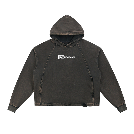Vintage Washed Frayed-Hem Hoodie