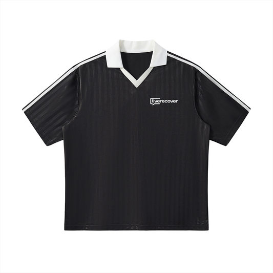 Contrast Collar Striped Soccer Jersey