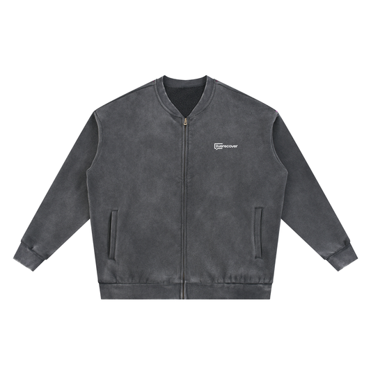 Vintage Washed Fleece Baseball Jacket