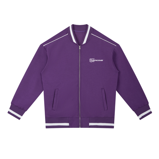 Contrast Piping Zip Bomber Jacket